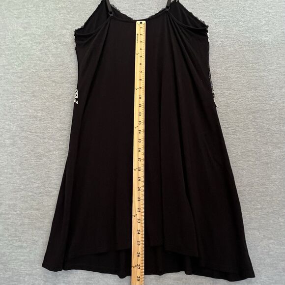 Rachel Roy Black Y2K Slip Dress Size M Coquette Dark Fairy Romantic Dainty Lace - Picture 8 of 11